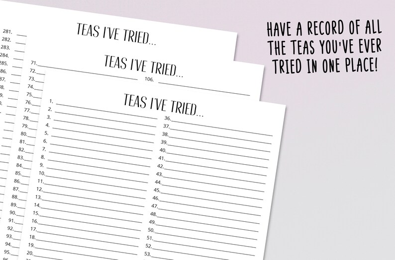 Tea Tracker: Know What's In Your Tea Cupboard & Record Every Tea You've Tried Digital Download 8.5 x 11 Printable Interactive image 6