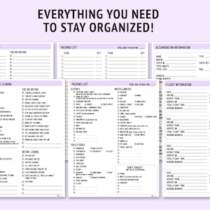 Checklists and packing lists for your next vacation in this printable vacation planner