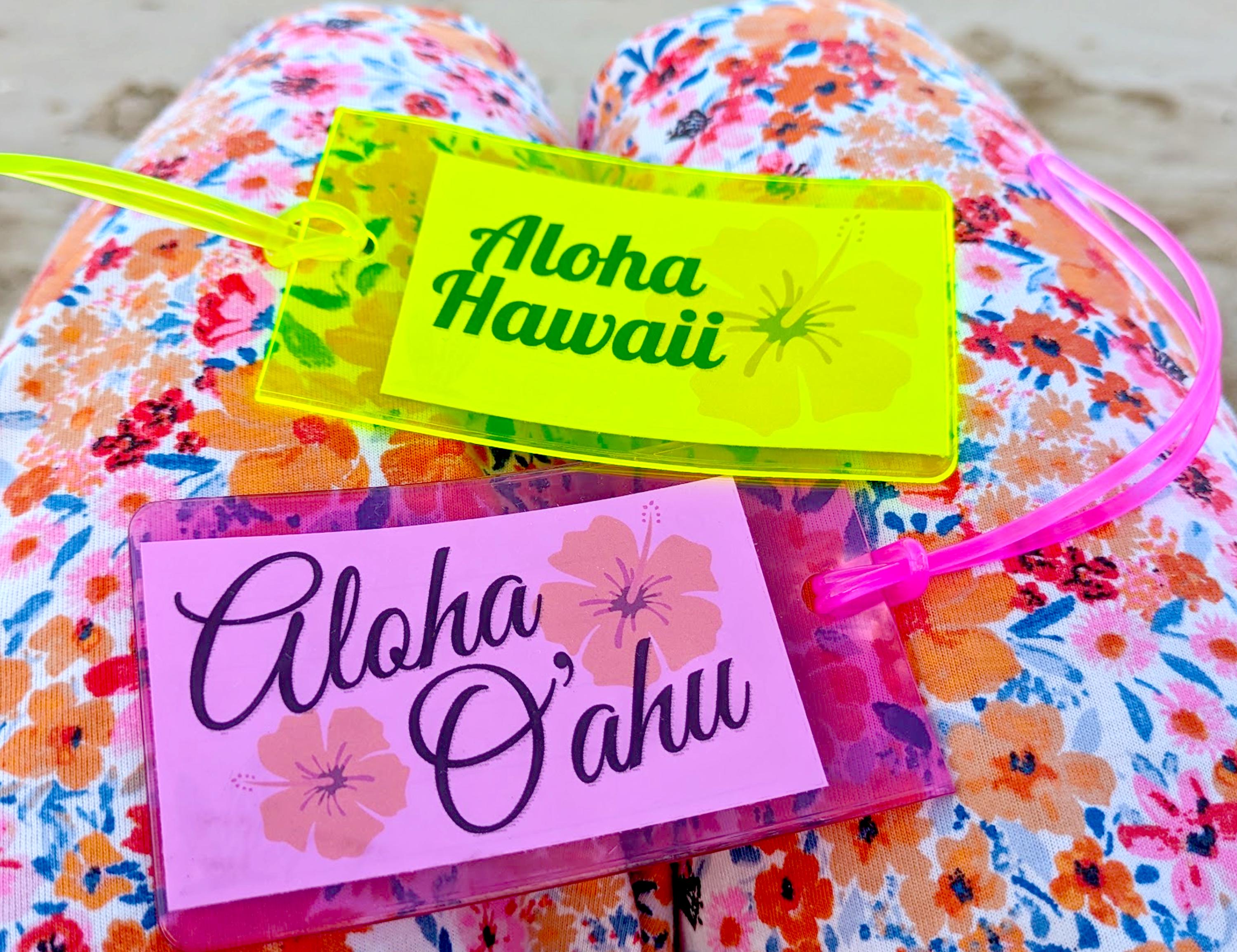 Lot De 6 étiquettes De Bagages Vintage Kahala Creations, Tissu Hawaii, Jamais Utilisées