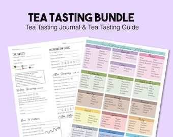 May include: A printable tea tasting journal and guide with a colourful chart of common tea aromas and flavours. The chart includes categories for fruit, berries, citrus, vegetables, herbs, grass and grains, woody, mineral, sweet, spices, nutty, and animal.
