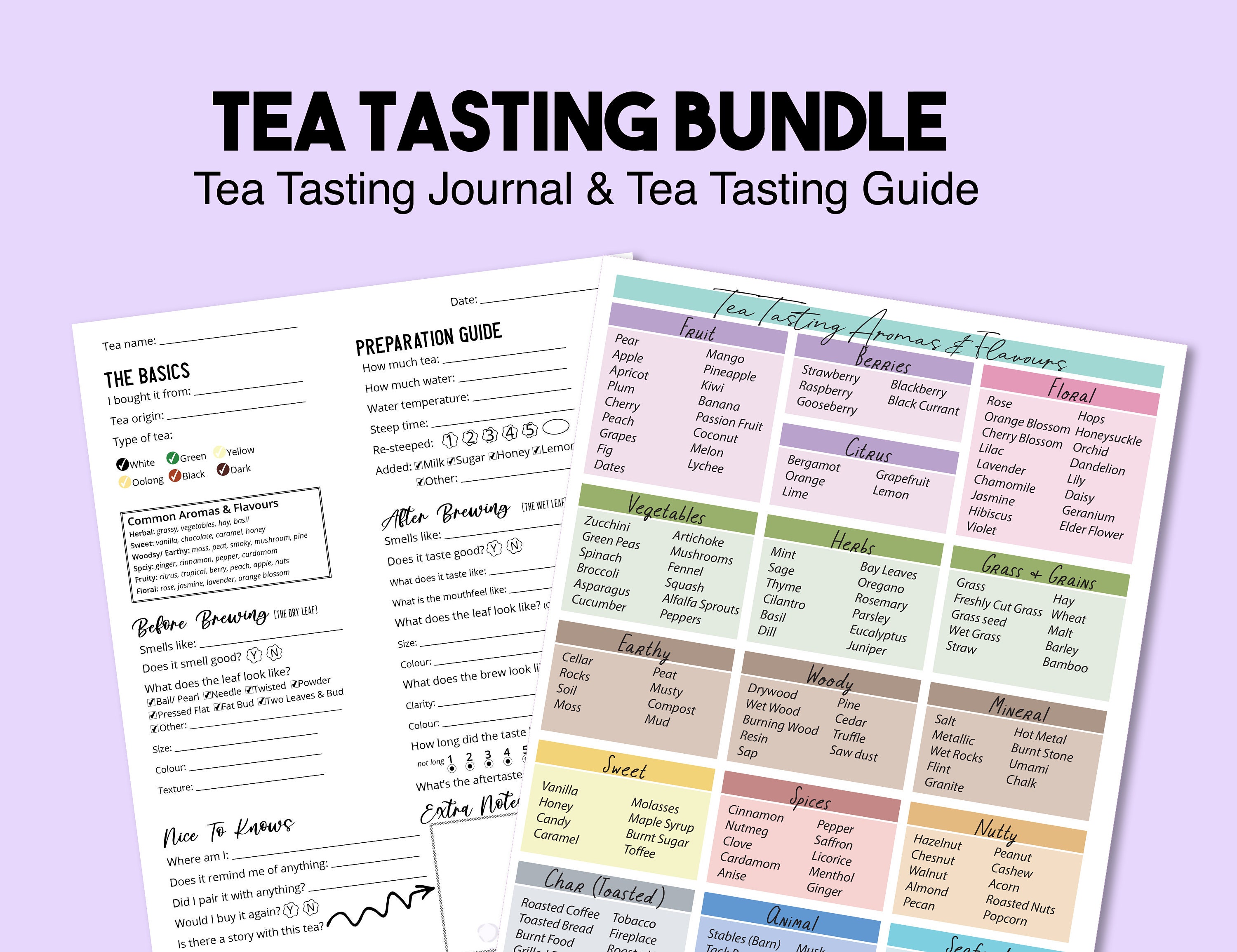 Tea Tasting Journal & Guide Bundle: Digital and Printable PDF - Etsy