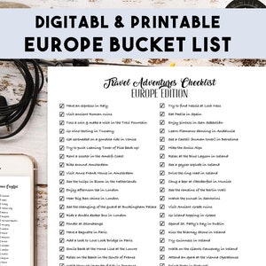 Europa Reise Bucket List | Europäische Reiseerlebnisse | Reise-Wunschliste | Europa Reiseführer Digital Download | PDF Druck | 8,5 x 11 |