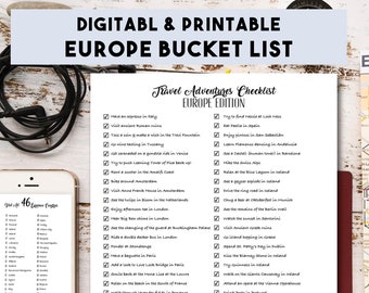 Europa Reise Bucket List | Europäische Reiseerlebnisse | Reise-Wunschliste | Europa Reiseführer Digital Download | PDF Druck | 8,5 x 11 |