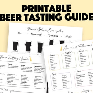 Beer Tasting Guide: Beer Tasting Notes Beer Aromas & Beer Flavour Examples Digital Download Microbrew Tasting Guide Beer Glass Types image 1