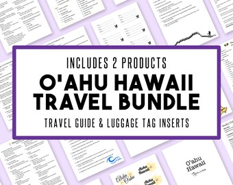 O'ahu Hawaii-reisbundel: planner en Aloha-bagagelabels (digitale download)