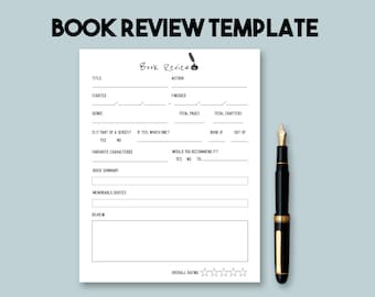 Book Review Template | Printable Reading Journal | Rate Books You Read | Reading Tracker | PDF Planner | 8.5 x 11 Print | Book Lover Gift