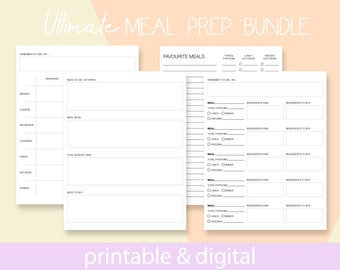 Editable Meal Plan Printable PDF | Make Meal Prep Easier | Zero Food Waste | Favourite Meals List | Visual Meal Prep & Weekly Meal Planner