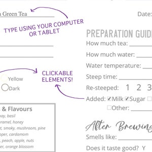 Tea Tasting Journal: Keep Track Of The Teas You've Tried Digital Download 8.5 x 11 Interactive PDF Printable image 6