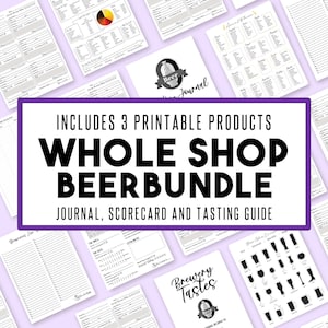PACK ultime pour les amateurs de bière numérique | Carte de pointage de vol de dégustation de bière, notes, exemples de saveurs et d&#39;arômes de bière | Visites de brasseries