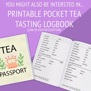 Tea Tasting Journal: Keep Track Of The Teas You've Tried Digital Download 8.5 x 11 Interactive PDF Printable image 8