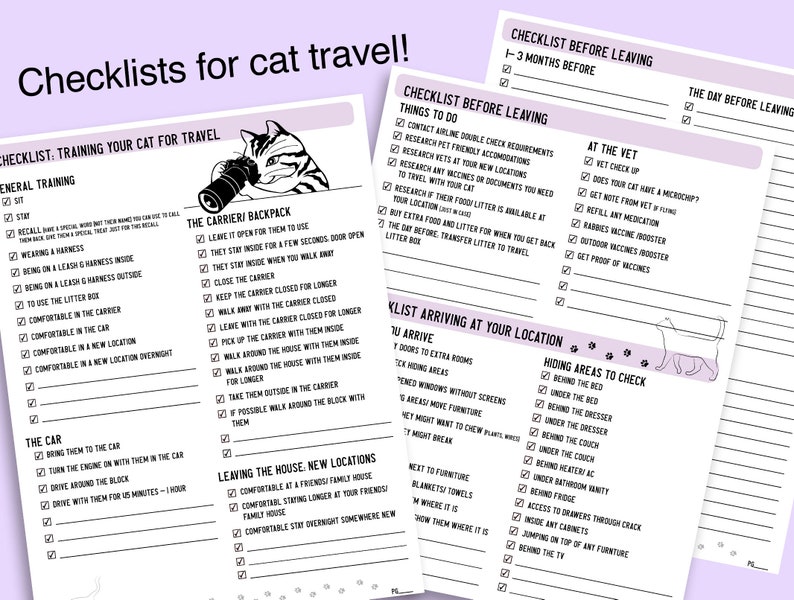 Cat Travel Planner Pet Friendly Travel Planner 8.5 x 11 Printable Digital Download Cat Packing List Cat Travel Checklist image 6