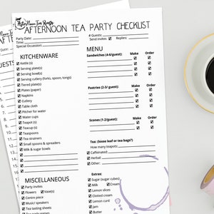 Tea Lovers Printable Bundle: Tea Tasting Journal & Afternoon Tea Party Checklist Digital Download 8.5 x 11 Interactive PDF Printable image 4