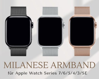 Bracelet aimanté milanais avec deux aimants - Compatible Apple Watch - Séries 9 8 7 6 5 4 3 SE Ultra - 38/40/41 mm ou 40/44/45/49 mm