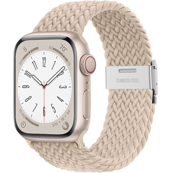 Bracelet tressé en nylon élastique - avec fermoir - compatible iWatch - pour 38/40/41 mm ou 42/44/45/49 mm