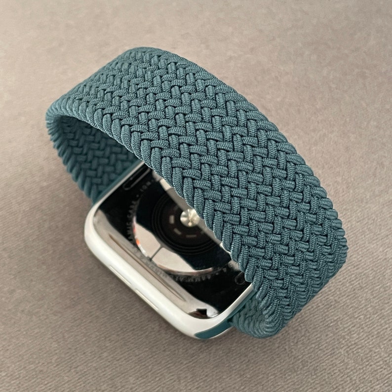 Bracelet tressé en nylon élastique compatible iWatch pour 38/40/41 mm ou 42/44/45 mm en différentes couleurs image 2