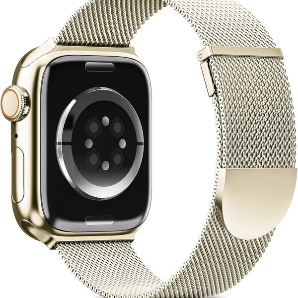 Bracelet aimanté milanais avec deux aimants - Compatible Apple Watch - Séries 9 8 7 6 5 4 3 SE Ultra - 38/40/41 mm ou 40/44/45/49 mm