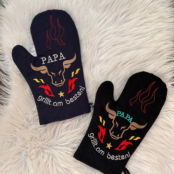 Embroidered grill glove | oven glove | gift | personalized | Father's Day | Mother's Day