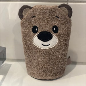 Waschhandschuhe Waschlappen für Kinder, personalisierbar Bär