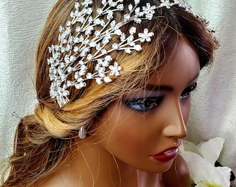 Tocado de boda, Pieza de pelo de cabeza de novia Accesorios de novia de boda, Diadema de boda, Joyería para el cabello de novia, Tocado de cristal