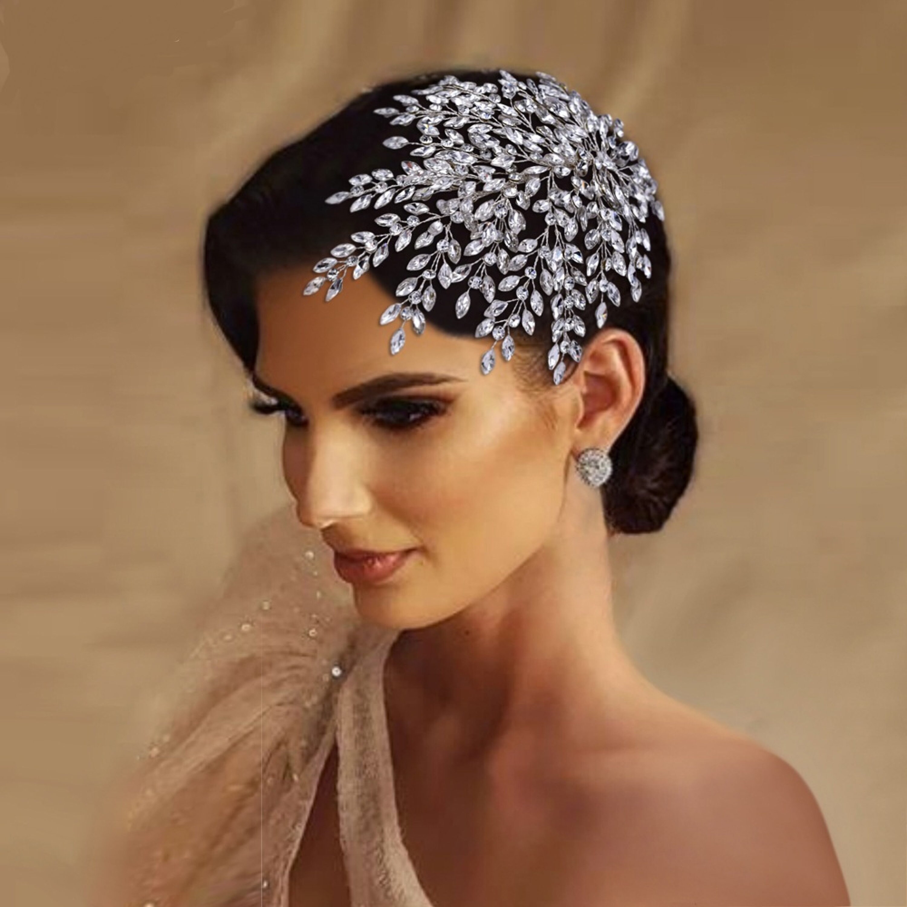 bridal hair with headpiece