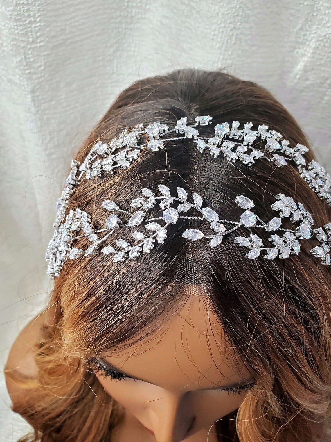 bridal headpiece hair down