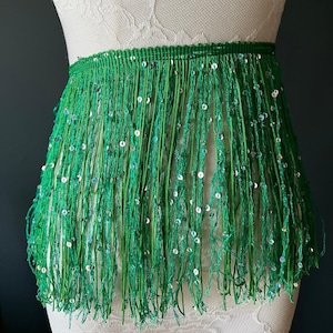 Franje, Franje met pailletten, pailletten, pailletten franje, dans, kostuums, mode, feest, jurk franje, 20cm, 8 inch, 12 kleuren, groen