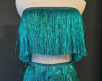 8" Turquoise Tinsel Fringe, Dance Costume Trimming, 17 colour options