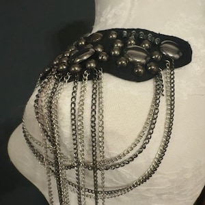 Nieten Kette Schulter Applikation, Schwarz Gunmetall Fächer Design