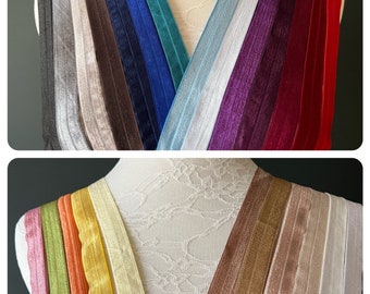 18mm Elastic, Fold Over Shiny 27 Colours, Folding Elastic, Satin Binding,Shiny Sewing elastic, Headbands, Swimwear, Lingerie, Underwear