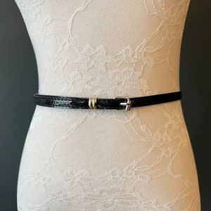 Belt, Patent Black Skinny Belt, 1cm Wide Belt, Fashion Belt, 100cm Long