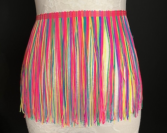 8" Fringe Multicolour, Rainbow Fringe, Dance, Costumes, Fashion, Party, Dress Fringe, 20cm, 8 inch