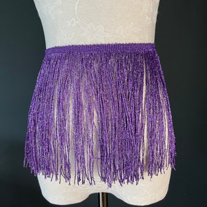Franja Lurex, 8” de largura, corte de franja, franja de 20 cm de largura, roxo, rosa, preto, azul marinho