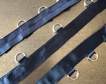 Metal D ring Tape, D Rings on Tape, Gros Grain D Ring Tape, Silver D Rings, Gold D Rings