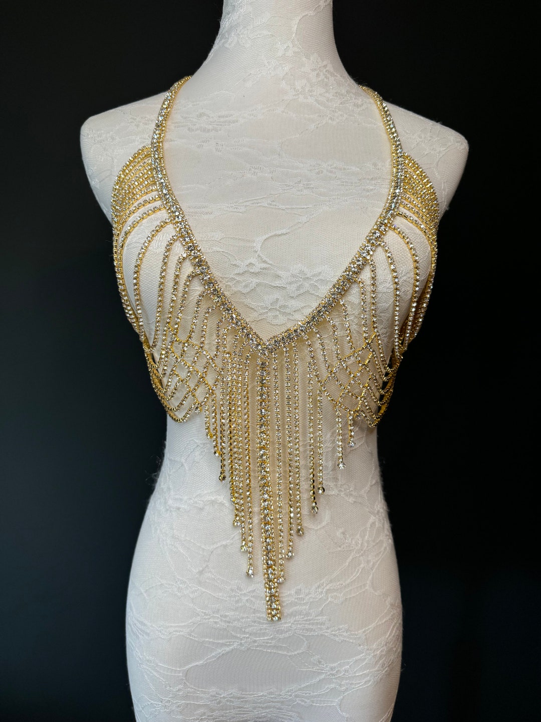 Reputation Diamante Frint Bodychain Top Silver main image 0