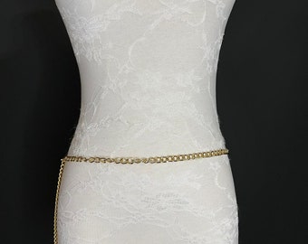 Ceinture chaîne très longue, ceinture chaîne dorée, ceinture tendance, accessoire de mode, tailles UK 4 à 36