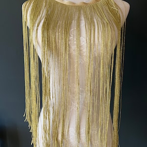 Frangia lunga in Lurex da 20", Frangia d'argento, Frangia d'oro, Lurex d'argento, Lurex d'oro, Top, abiti, danza, costumi