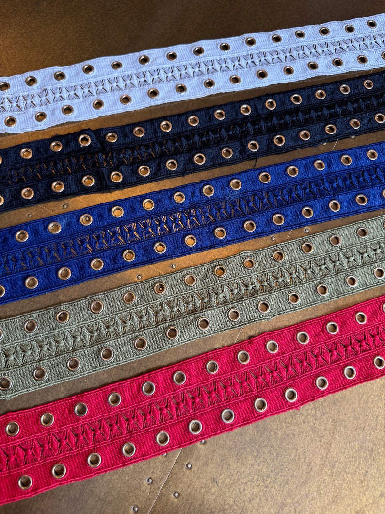 Double Eyelet Tape, Ivory, Black, Navy, Khaki, Red, Gold Eyelets, Tape ...