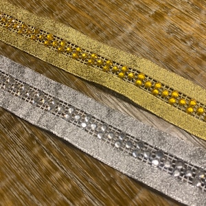 Rhinestone Diamanté Tape, Lurex Ribbon Tape, Gold, Silver, Jewel Tape, Silver Lurex, Gold Lurex