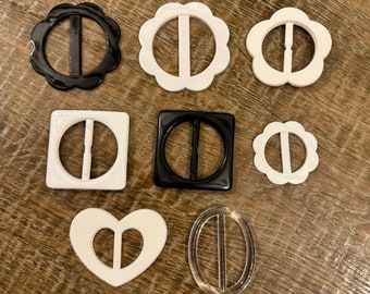 White Oval Plastic Buckle Scarf Slide 2 display picture 2