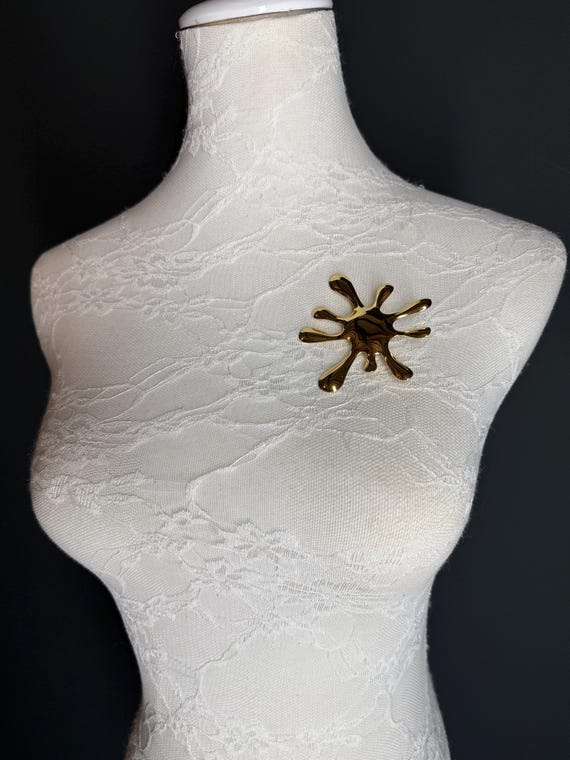 Splat Metal Brooch, Solid Metal Brooch, Pin on, Jewellery, Accessory, 2.5” Wide, Unusual, Gift, FAN Design, Brooches, Gold, Silver