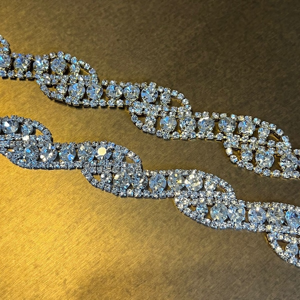 Rhinestone Chain Trimming, Jewel Chain, Diamanté Chain, Silver, Gold, Continuous Chain Trim, Bridal, Clothing, Crafts