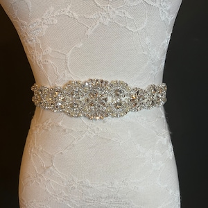 Wedding Belt, Bridal Belt, Sash Belt, Crystal Rhinestone, Ivory Ribbon