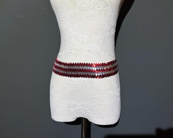 Y2K Sequins Stretch Belts With Metal Interlocking Buckle for  display picture 1
