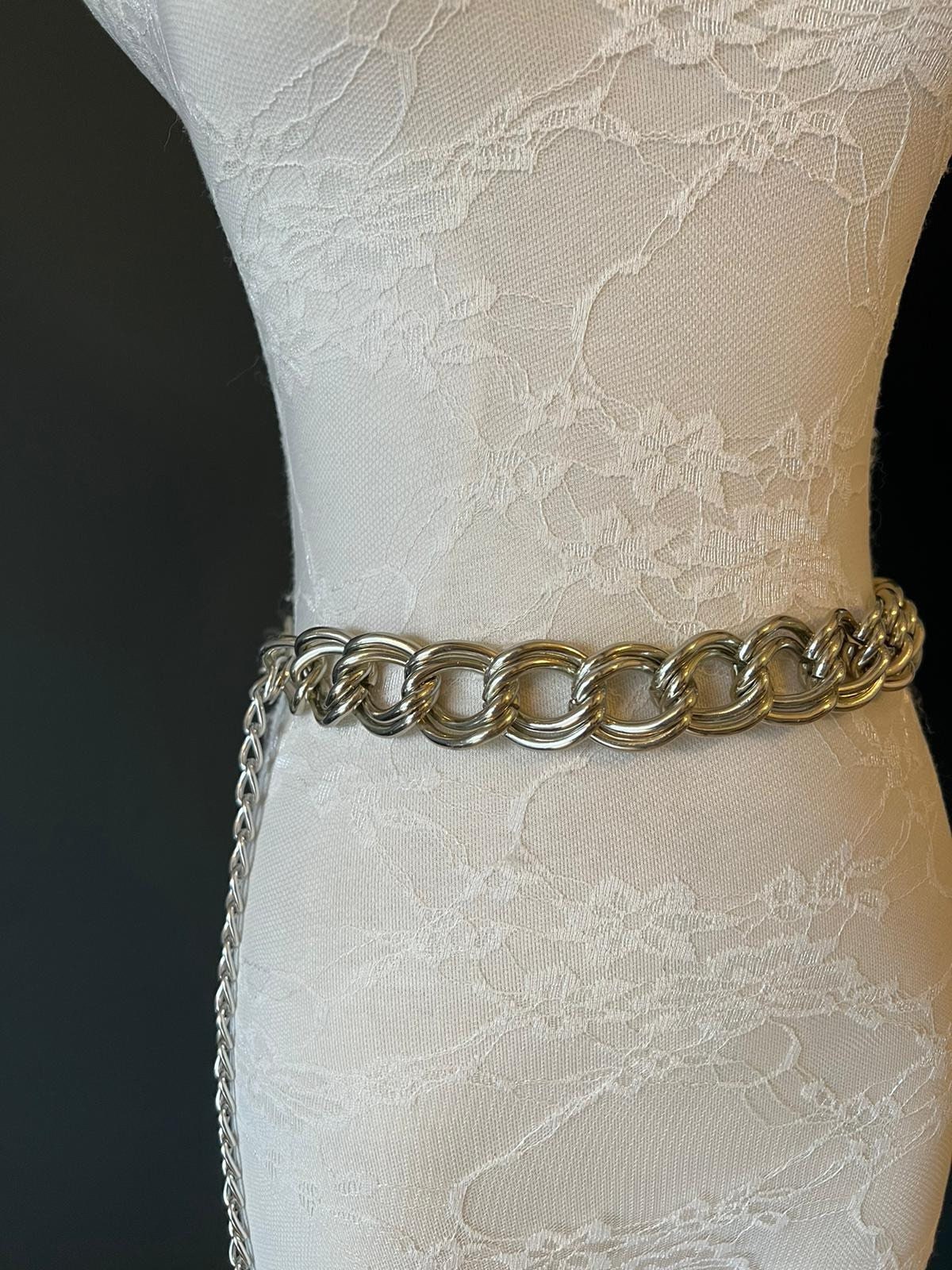 X-long Chunky Chain Belt, Heavy Chain Belt, Silver, Gold, Fashion