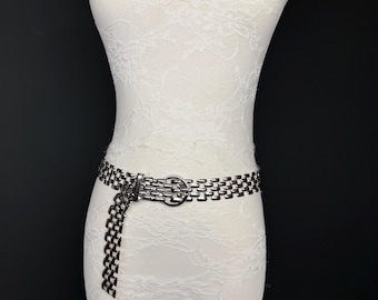 90s Sheer Mesh Gold Tone Metal Steel Woven Slim Chain Ribbon  display picture 2