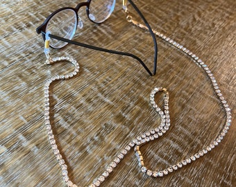 Brillenkette, Brillenkette, Strass Brillenkette, Silber, Gold, Herren, Damen, Kinder, handgefertigt