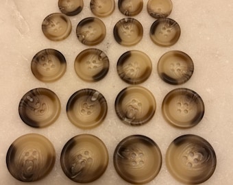 Mock Horn Button, 6 Sizes, 25mm, 23mm, 21mm, 18mm, 15mm, 12mm, 11.5mm