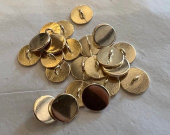 6pcs, 15mm, 20mm, 25mm Metal Shank Gold Button, Flat Head Metal Buttons, High Quality Metal Blazer Button 24L, 34L, 40L sizes, High Quality