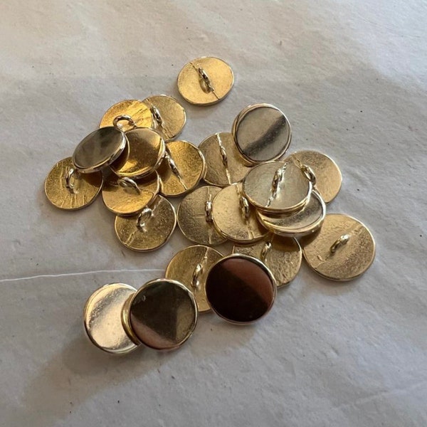 6pcs, 15mm, 20mm, 25mm Metal Shank Gold Button, Flat Head Metal Buttons, High Quality Metal Blazer Button 24L, 34L, 40L sizes, High Quality
