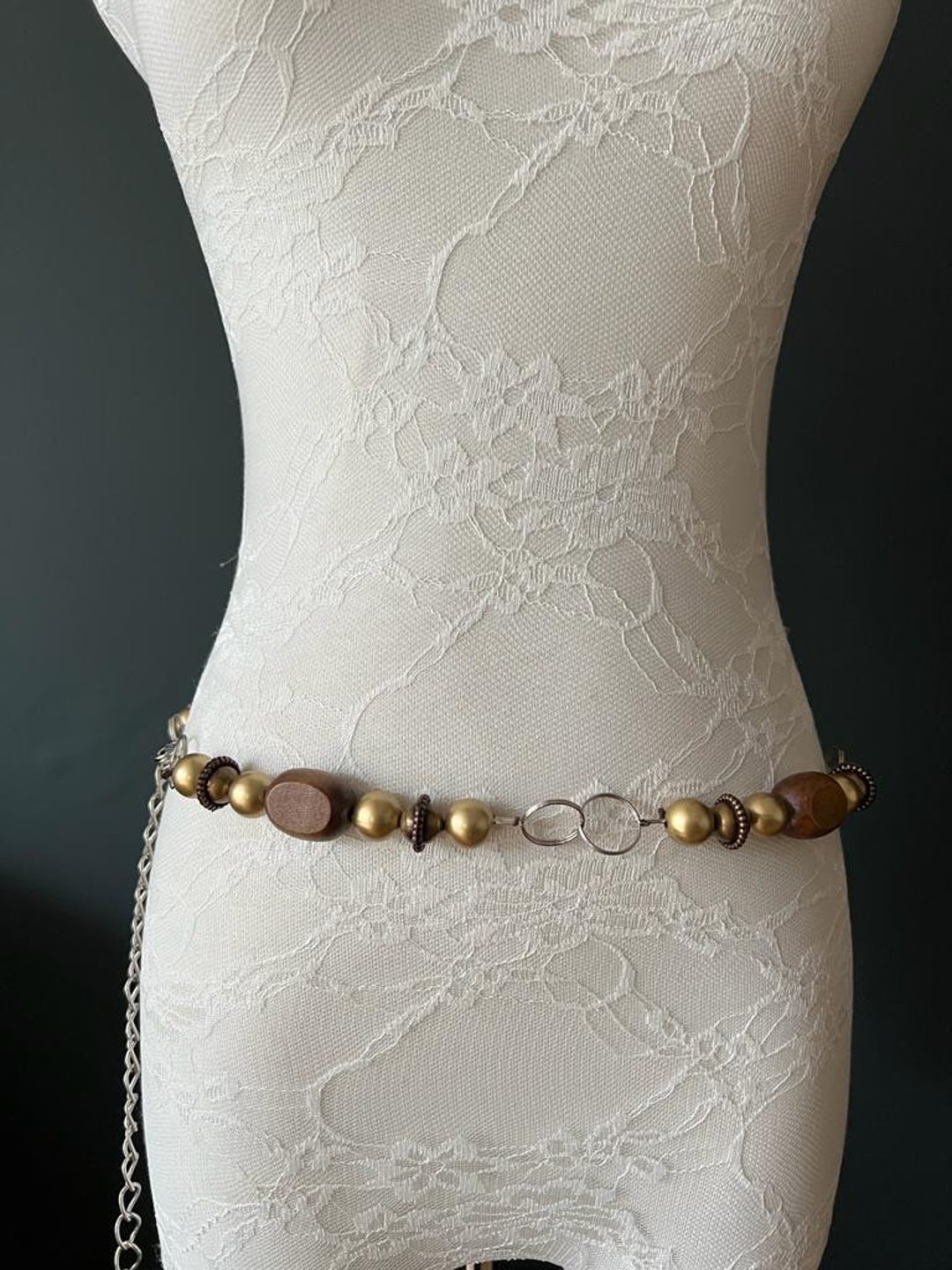 Boho fabric beads layered belt main image 1